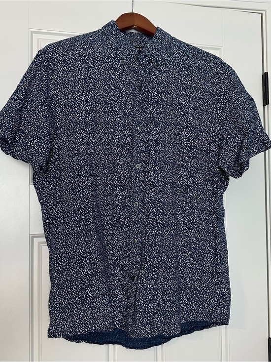 Michael Kors Other - Michael Kors 100% Linen Slim Fit Short Sleeve Button Up Shirt Men’s Large Blue